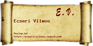 Ecseri Vilmos névjegykártya